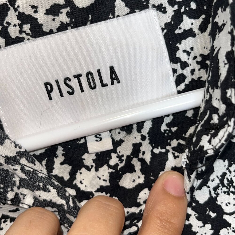 Pistola Sam Black and White Cotton Floral Long Sleeve Shirt Dress Small S - Picture 6 of 9